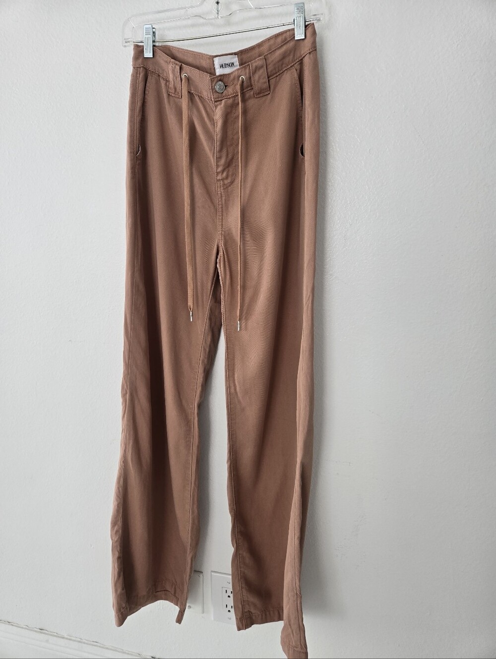 Hudson Jeans Wide-Leg Draw-Tie Pants in Camel Size 24 - Picture 3 of 15